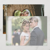 Rustic Tree Heart Photo Wedding RSVP Kaarten (Voorkant / Achterkant)