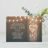 Rustic Tree Heart & String Lights Engagement Party Kaart (Staand voorkant)