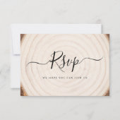 Rustic Tree Ring Wood Grain Wedding RSVP Kaartje (Voorkant)