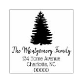 Rustic Tree Silhouette en familienaam Rubberstempel (Afrduk)