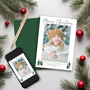 Rustic Trees - Minimalistische moderne kerstfoto Feestdagenkaart