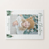 Rustic Trees - Minimalistische moderne kerstfoto Legpuzzel (Horizontaal)