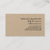 Rustic Trendy Restaurant Gourmet Chef Visitekaartje (Achterkant)