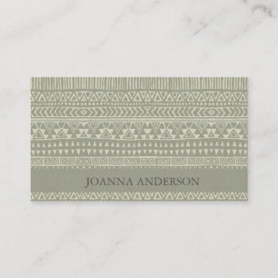 RUSTIC TRIBAL GRAY BOHEMIAN PATROON PERSONALISEERD VISITEKAARTJE