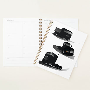 Rustic Trois Camions Noirs Conception Vintage Cami