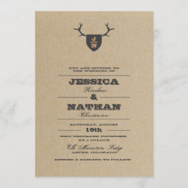 Rustic Trophy Gray Wedding Invitation Kaart