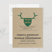 Rustic Trophy Groen Sla de datum op Aankondigingskaart (Voorkant / Achterkant)