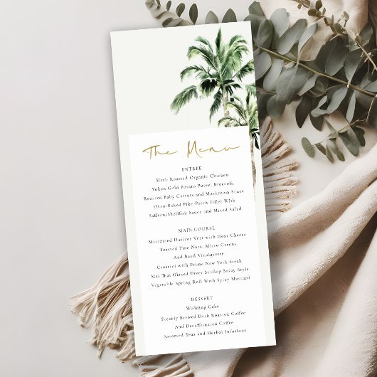 Rustic Tropical Beach Palm Trees Mariage Carte Men