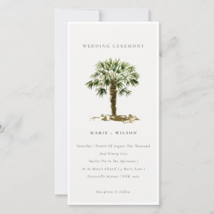 Rustic Tropical Beach Palm Trees Wedding Invić Bedankkaart