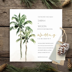 Rustic Tropical Beach Palm Trees Wedding Invić Bedankkaart