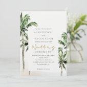 Rustic Tropical Beach Palm Trees Wedding Invić Bedankkaart (Staand voorkant)