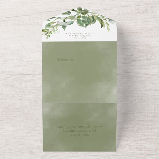 Rustic Tropical Greenery & Eucalyptus Dinner All In One Uitnodiging (Buitenkant)