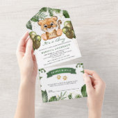 Rustic Tropical Oerwoud Safari Cheetah Baby shower All In One Uitnodiging (Afscheurbaar)