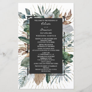 Rustic Tropical Palm Feuille programme de mariage