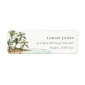 Rustic Tropical Palm Trees Beach Sand Address Etiket (Voorkant)