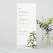 Rustic Tropical Palm Trees Beach Sand Wedding Menu Kaart (Staand voorkant)