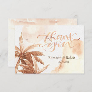 Rustic Tropical Palms Mariage Carte de remerciemen