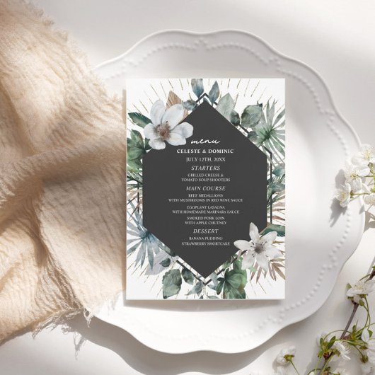 Rustic Tropisch palm Leaves Beach Wedding Menu