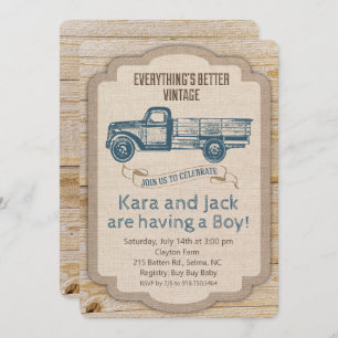 Rustic Truck Boy Invitation Baby shower