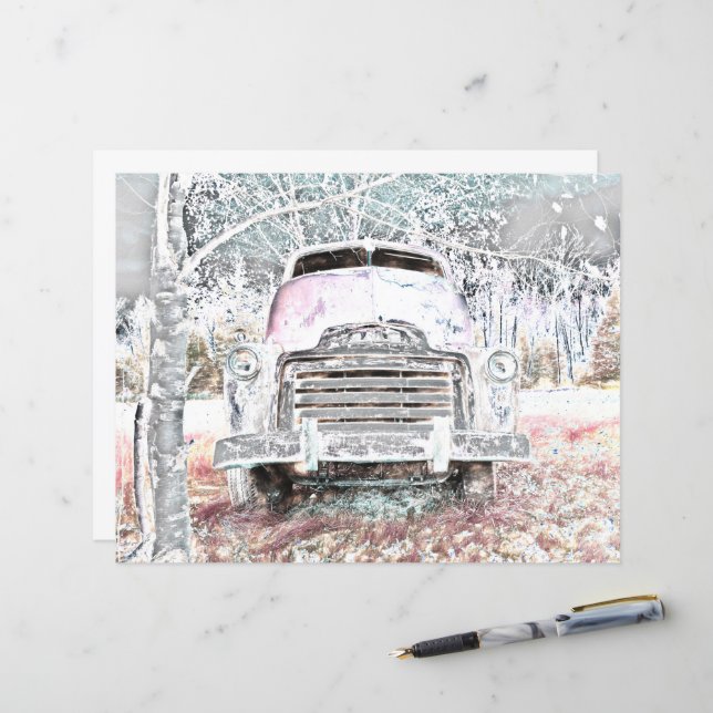 Rustic Truck  White Grey Retro Disted (Voorkant / Achterkant in situ)