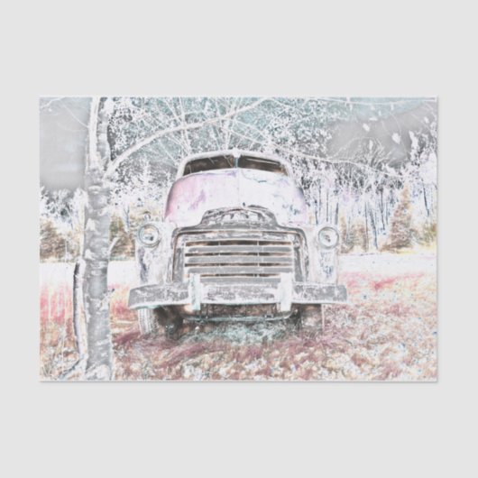  Rustic Truck  White Grey Retro Disted Tissuepapier (Voorkant)