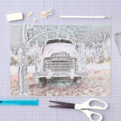 Rustic Truck  White Grey Retro Disted Tissuepapier (Craft)