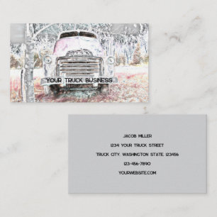 Rustic Truck White Grey Retro Disted Visitekaartje