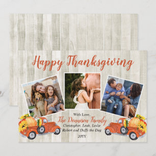 Rustic Truck Zonbloemen FotoHappy Thanksgiving Feestdagenkaart