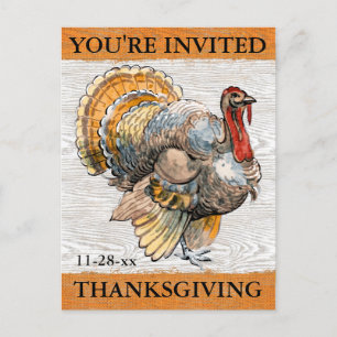 Rustic Turkey Thanksgivingj Dinner Uitnodiging Briefkaart
