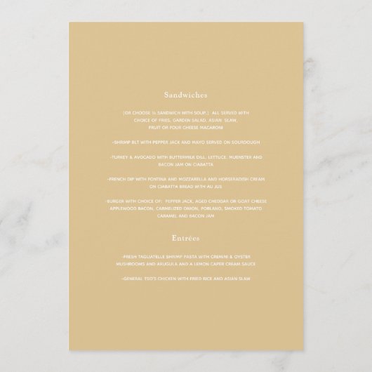 Rustic Turquoise Beach Wedding Menu (Achterkant)