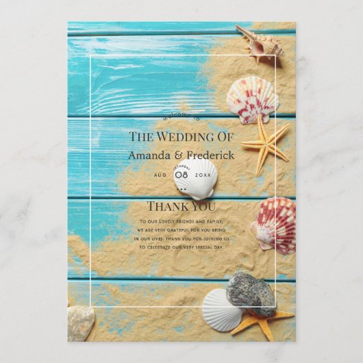 Rustic Turquoise Beach Wedding Programma (Voorkant)