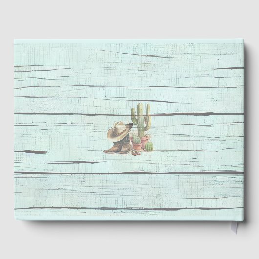 Rustic Turquoise Country Western Boots Pet Gastenboek (Achterkant)