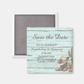 Rustic Turquoise Country Western Save the Date Magneet (Voorkant / Achterkant)
