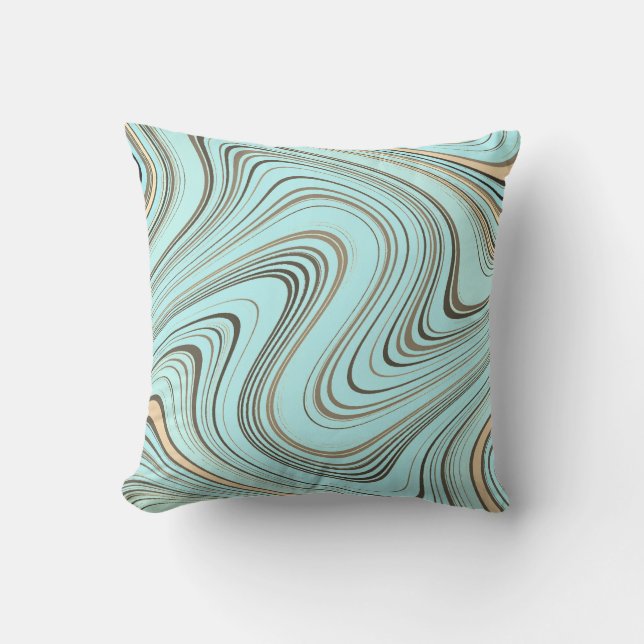 Rustic Turquoise en Gold Curvy Buitenkussen (Voorkant)