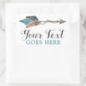 Rustic Turquoise Feathers Tribal Arrow Boho Chic Rechthoekige Sticker (Tas)