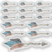 Rustic Turquoise Feathers Tribal Arrow Boho Chic Sticker (Voorkant)