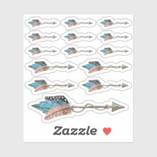 Rustic Turquoise Feathers Tribal Arrow Boho Chic Sticker