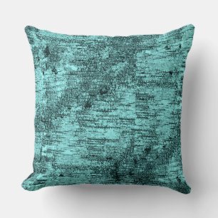 Rustic Turquoise Green Graphic Birch Bark Pattern Kussen