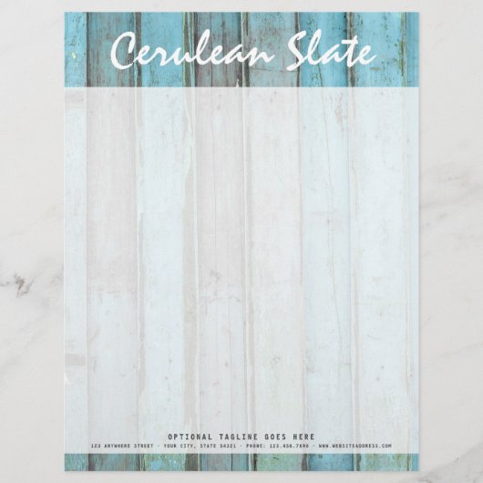 Rustic Turquoise Wood & Boho Chic Boutique Briefhoofd Sjabloon (Voorkant)