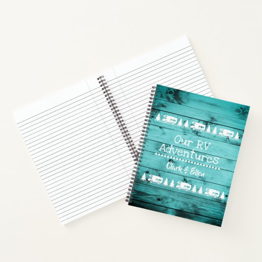 Rustic Turquoise Wood Camping Custom RV Journal (Intérieur)