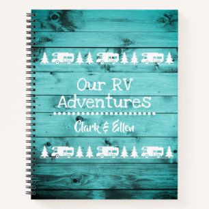 Rustic Turquoise Wood Camping Custom RV Journal Notitieboek