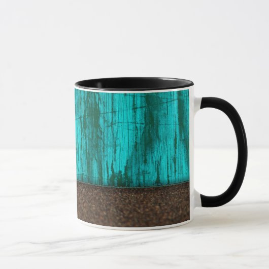 Rustic Turquoise Wood Grain Sandstone Mok (Rechts)