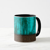 Rustic Turquoise Wood Grain Sandstone Mok (Voorkant rechts)