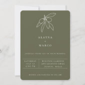 Rustic Tuscan Olive Wedding Invitation Aankondiging (Voorkant)