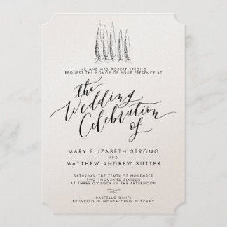 Rustic Tuscany Calligraphy Wedding Invitation Kaart