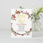 Rustic Twine Cranberry Berry Krans Vrijgezellenfee Kaart (Staand voorkant)