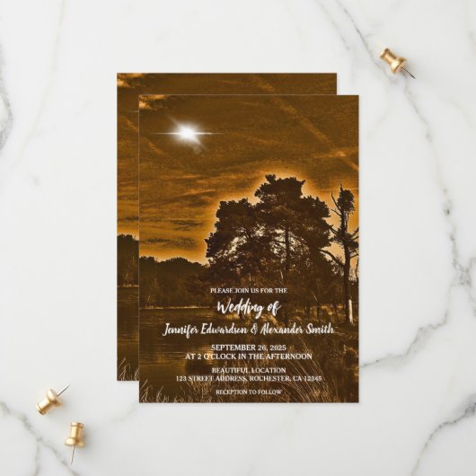 Rustic twinkle light country wedding invitation save the date (Voorkant / Achterkant in situ)