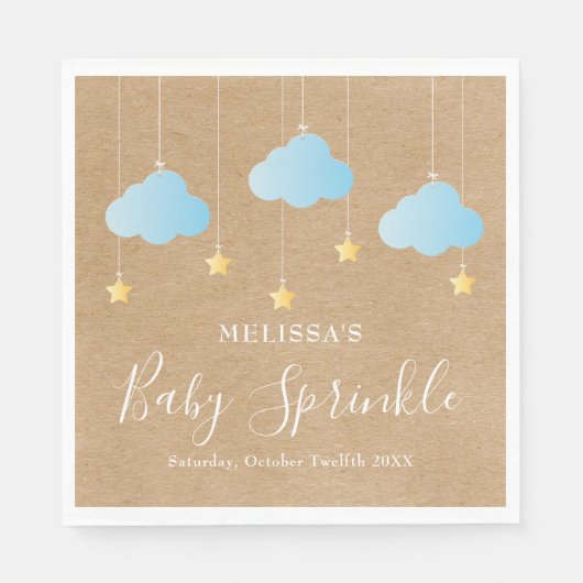 Rustic Twinkle Sprinkle Baby Boy Sprinkle/Shower Servet (Voorkant)