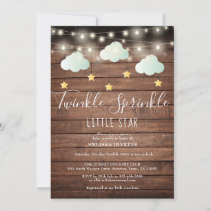 Rustic Twinkle Sprinkle Little Star-Baby shower Kaart