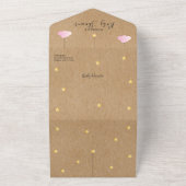 Rustic Twinkle Twinkle Pink Clouds Baby shower All In One Uitnodiging (Buitenkant)